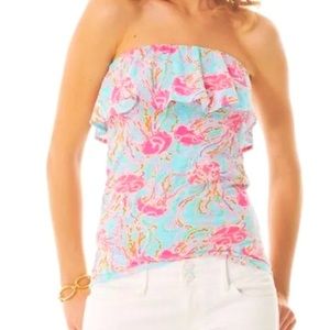 Lilly Pulitzer small strapless top jellyfish tube top shirt blouse
